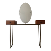 Vintage Scandinavian dressing table brass and wood