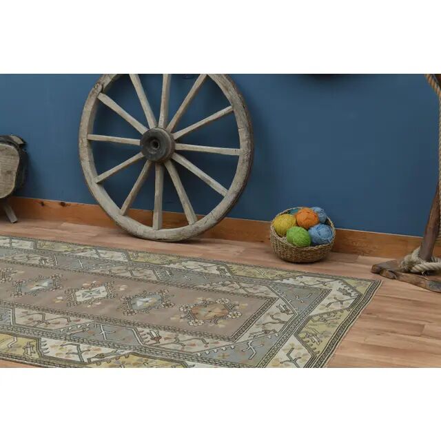 1970s Turkish Oushak Handmade Wool Cotton Brown Area Rug 183x248