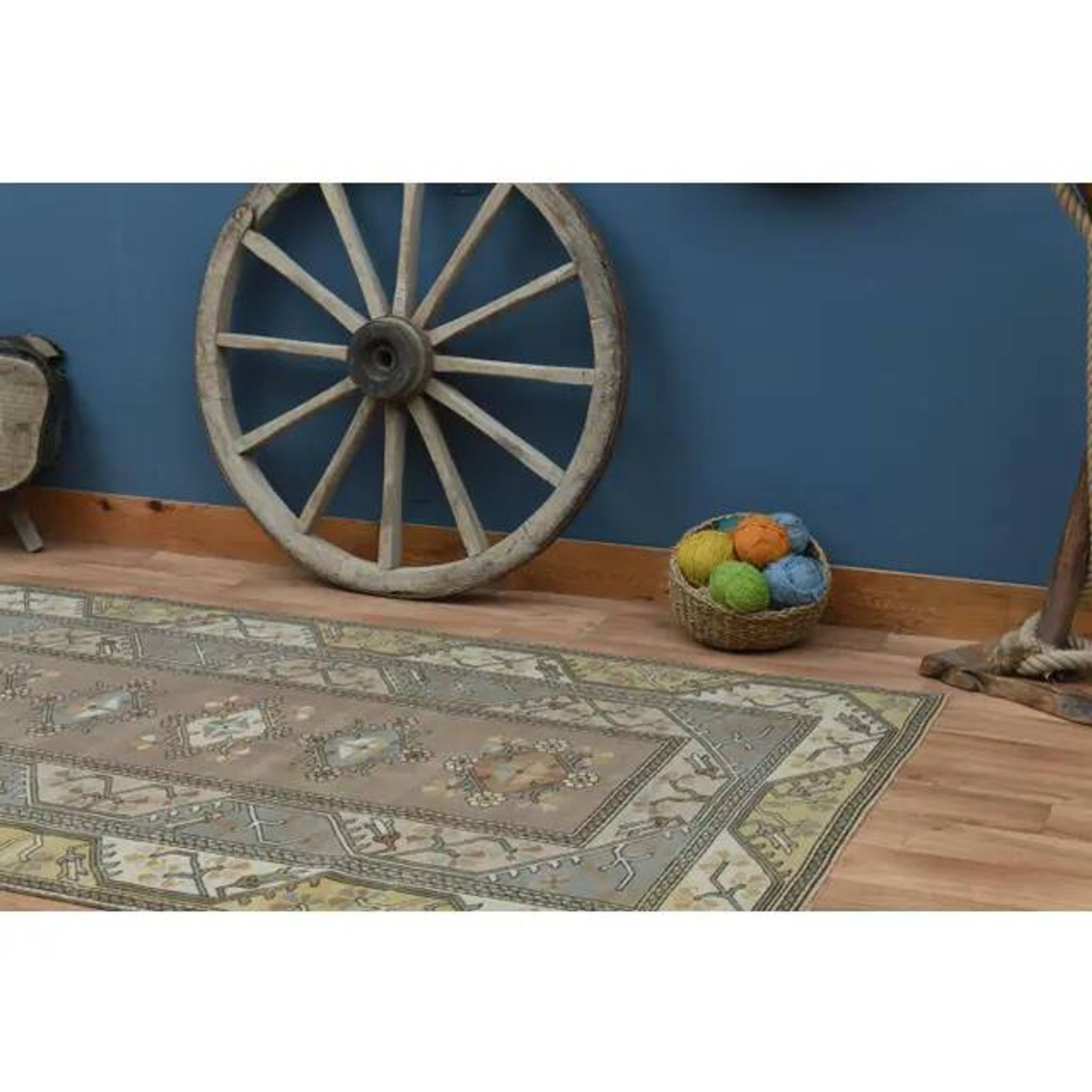 1970s Turkish Oushak Handmade Wool Cotton Brown Area Rug 183x248