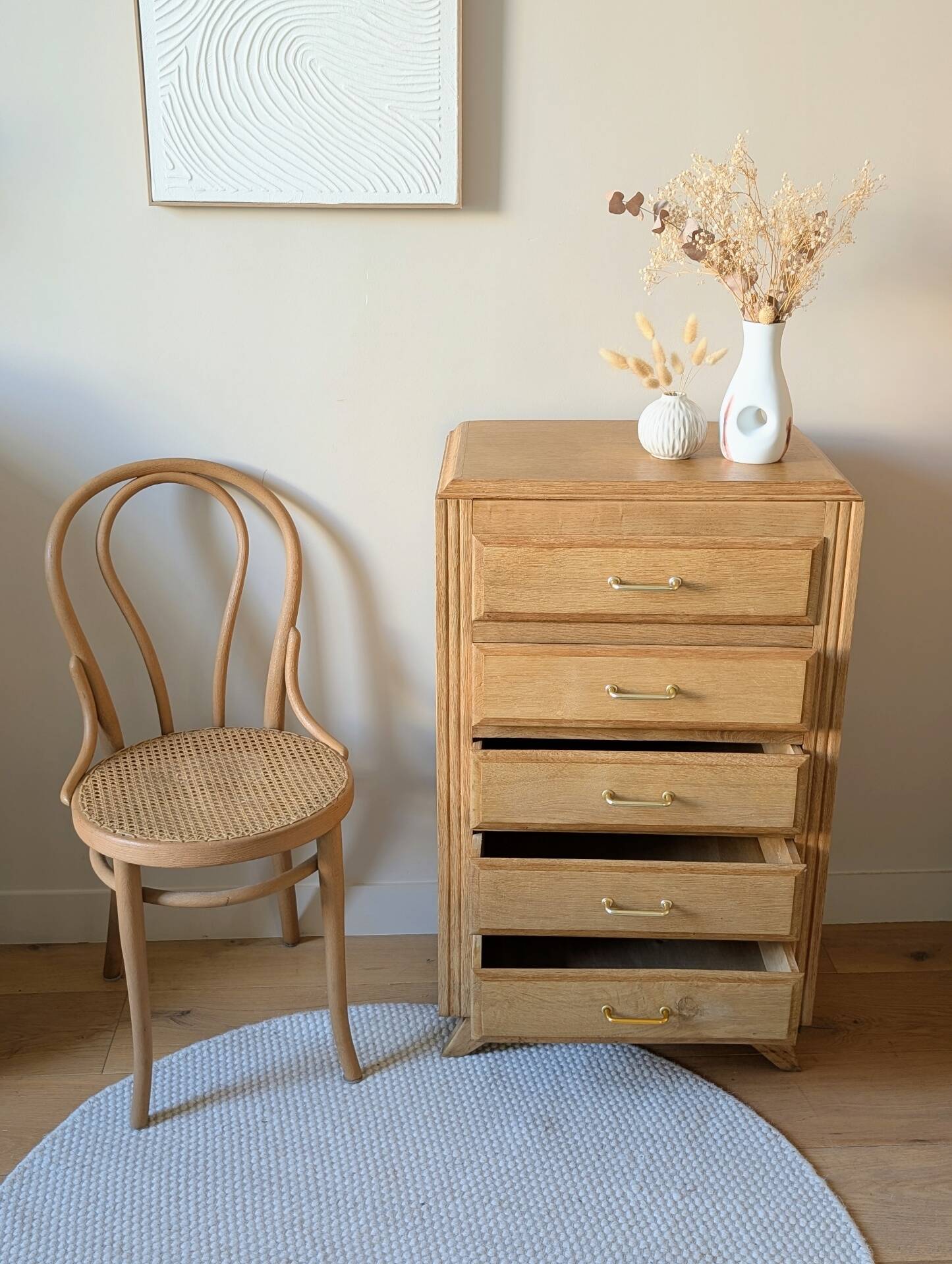 Chiffonnier vintage années 50 60 rénové pieds compas