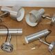 Pair of brushed metal wall lights 1970