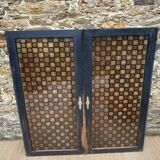 Double wood and glass closet doors
