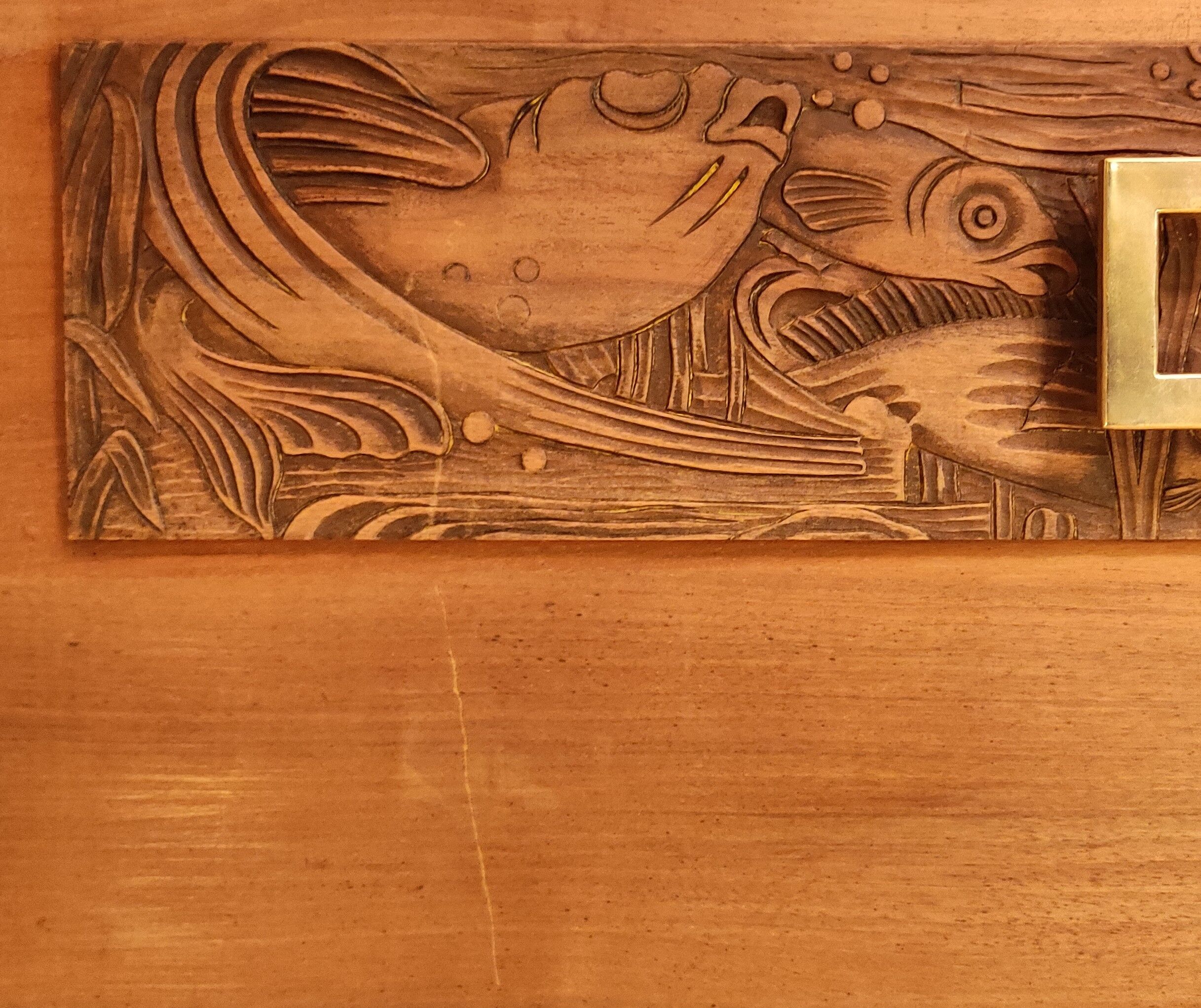 Japanese art deco enfilade with carved frieze