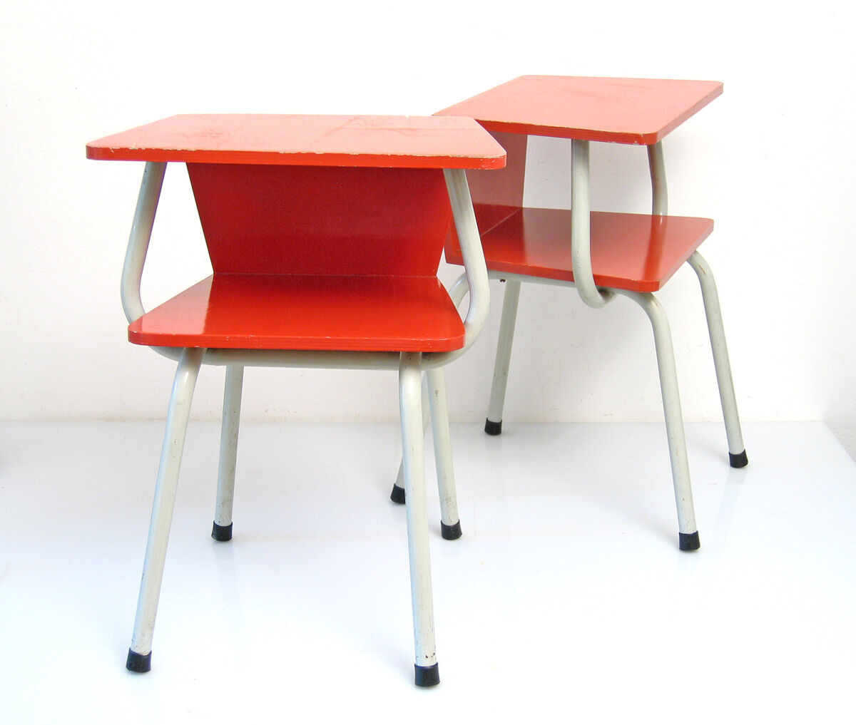2 fifties red vintage bedside cabinets