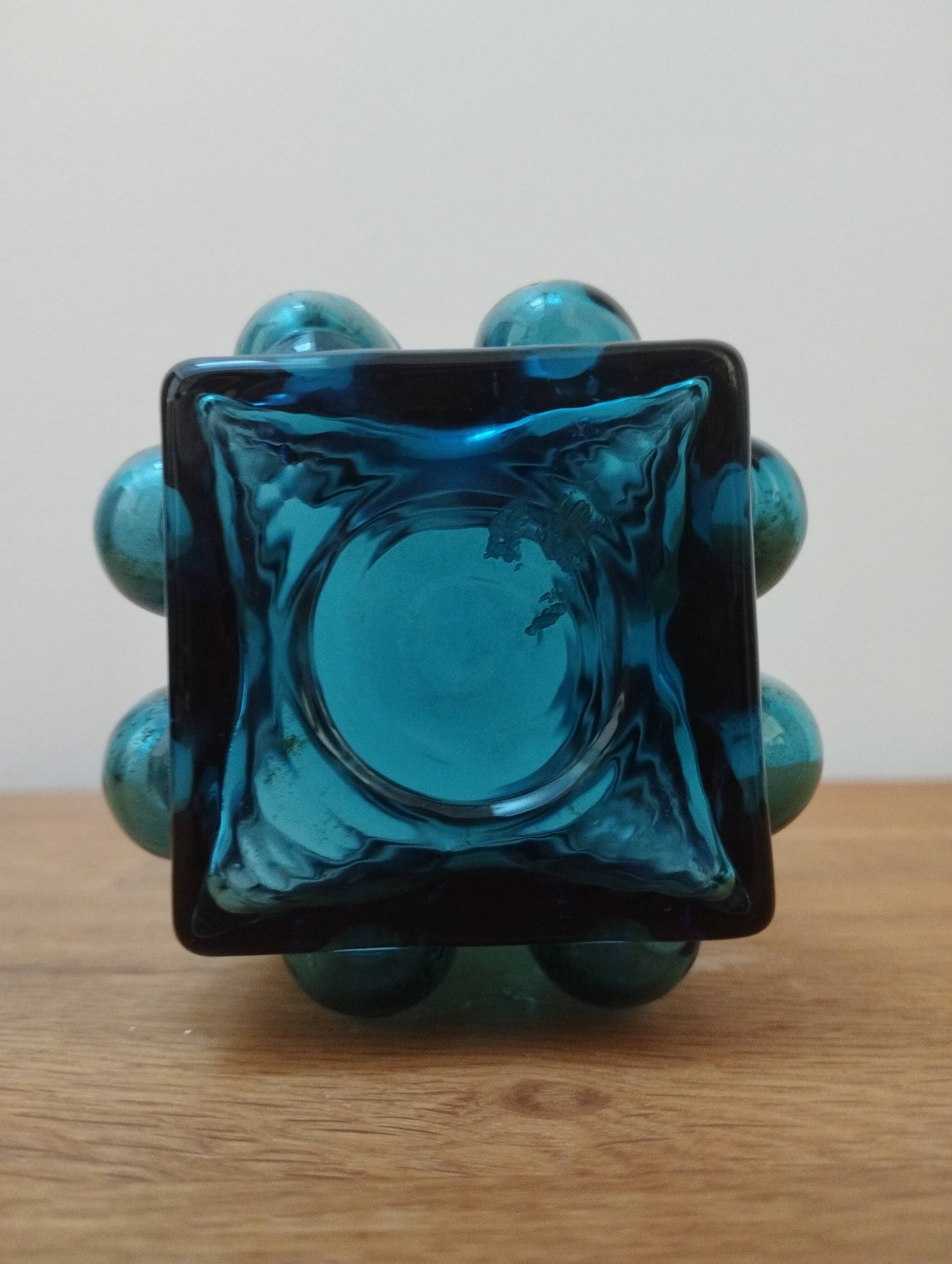 Vintage blue bubble vase (1960-1970) designed by Whilhelm Braun-Feldweg.