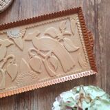 Ethnic tray in glass and carved wood