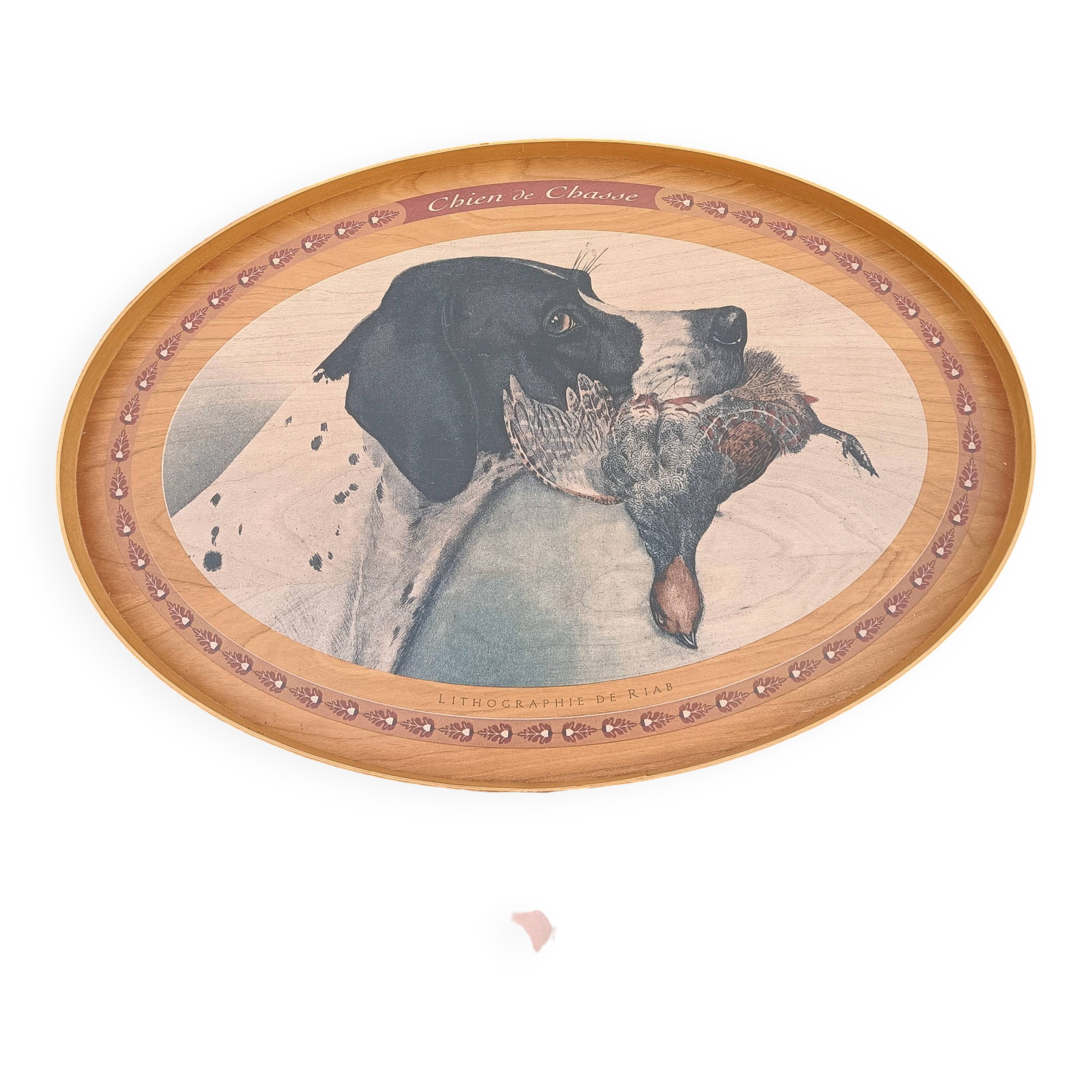 Plateau rétro Chien de Chasse Lithographie de Riab 💐