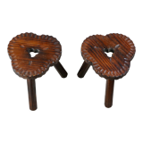 Pair of wooden stools, Spanish folk art