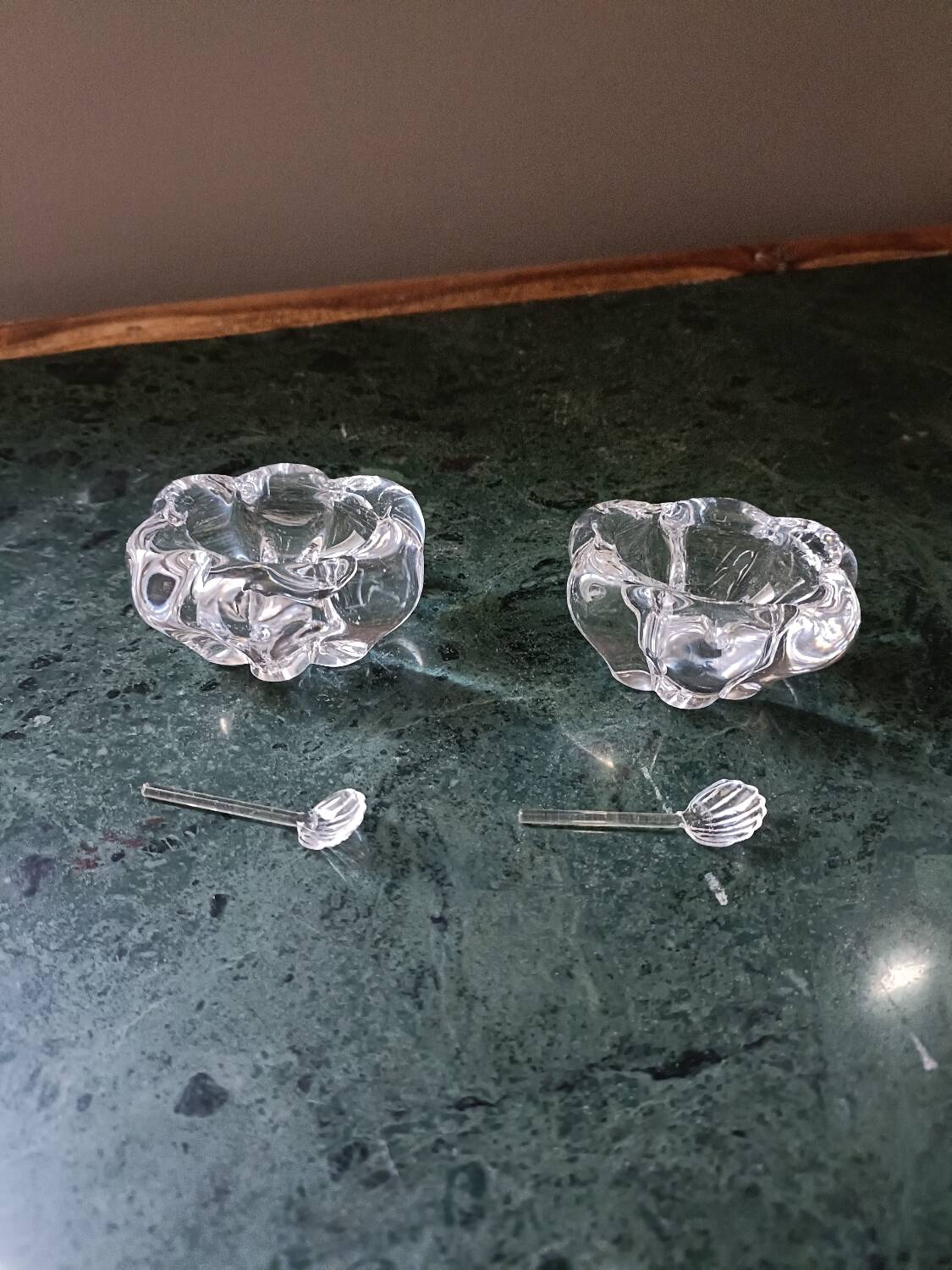 Pair of Daum crystal salt cellars