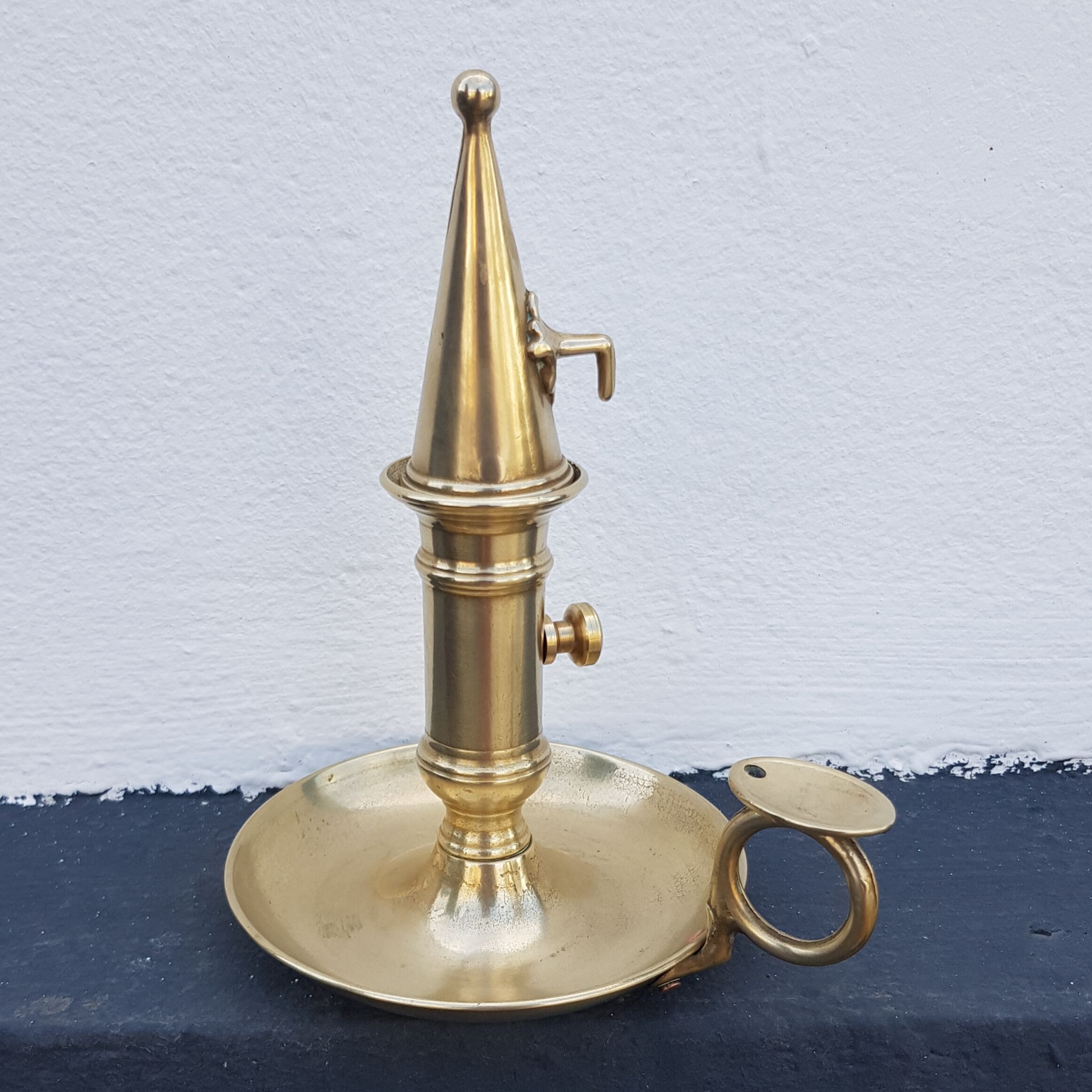 Cellar rat candle holder and brass extinguisher