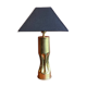 Brass shell socket lamp from the 1st WW, black pyramidal lampshade in Carlucci linen.