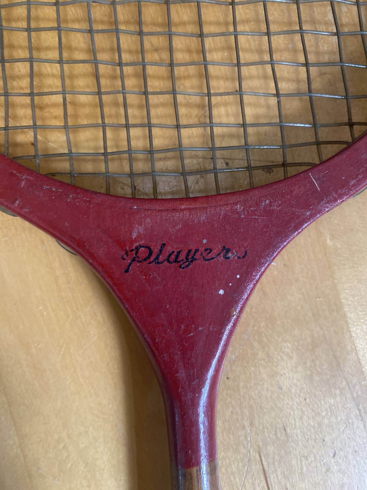 Paire raquette ancienne badminton player bois vintage