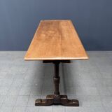Table de bistrot ancienne française avec plateau en bois d'orme clair