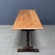 Table de bistrot ancienne française avec plateau en bois d'orme clair