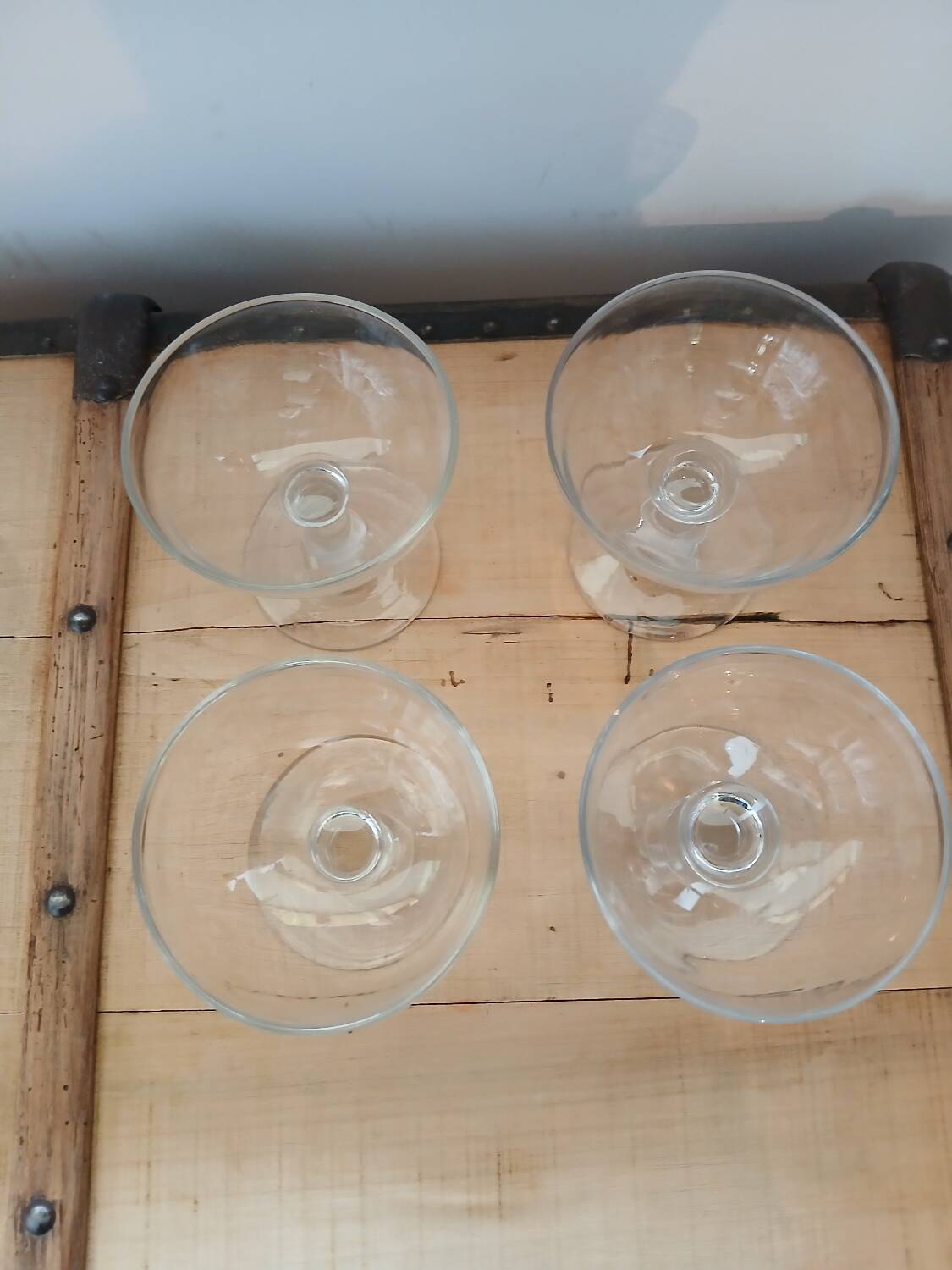 4 antique champagne glasses