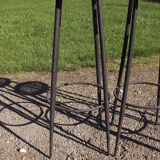 3 vintage stools iron and caning