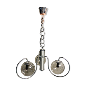 Lustre vintage chromé et verres