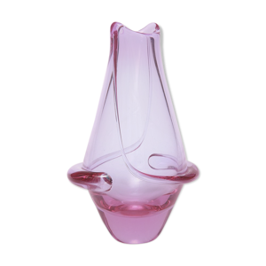 Vase en verre lilas,