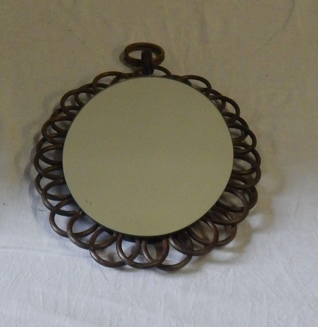 Miroir en rotin vintage années 60/70