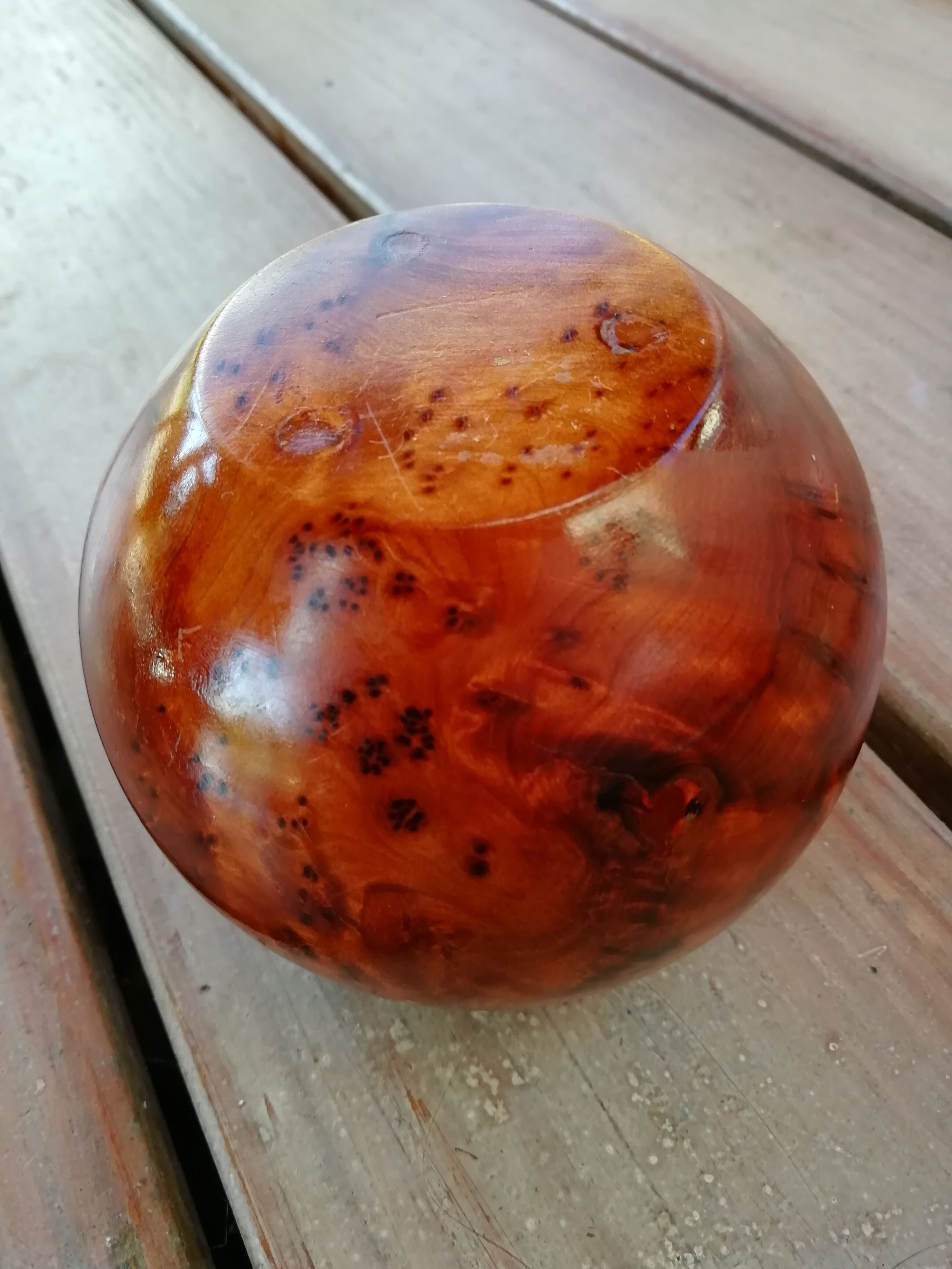 Solid cedar candle holder