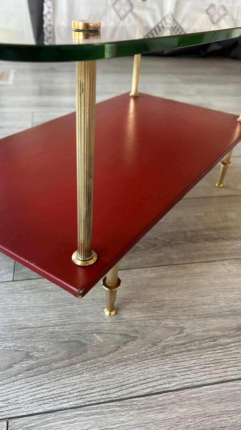 Vintage glass and brass coffee table