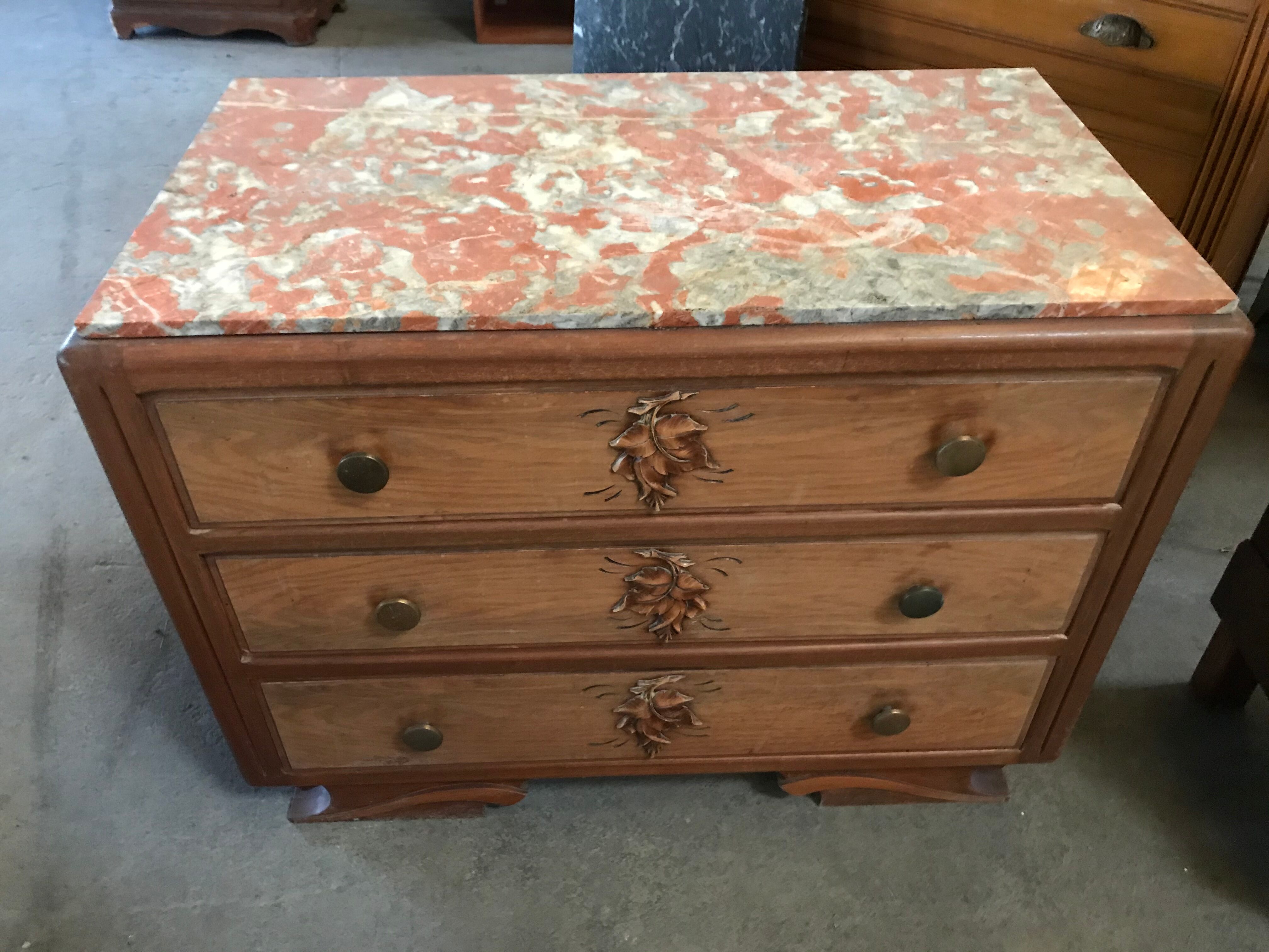 Art deco dresser in solid walnut