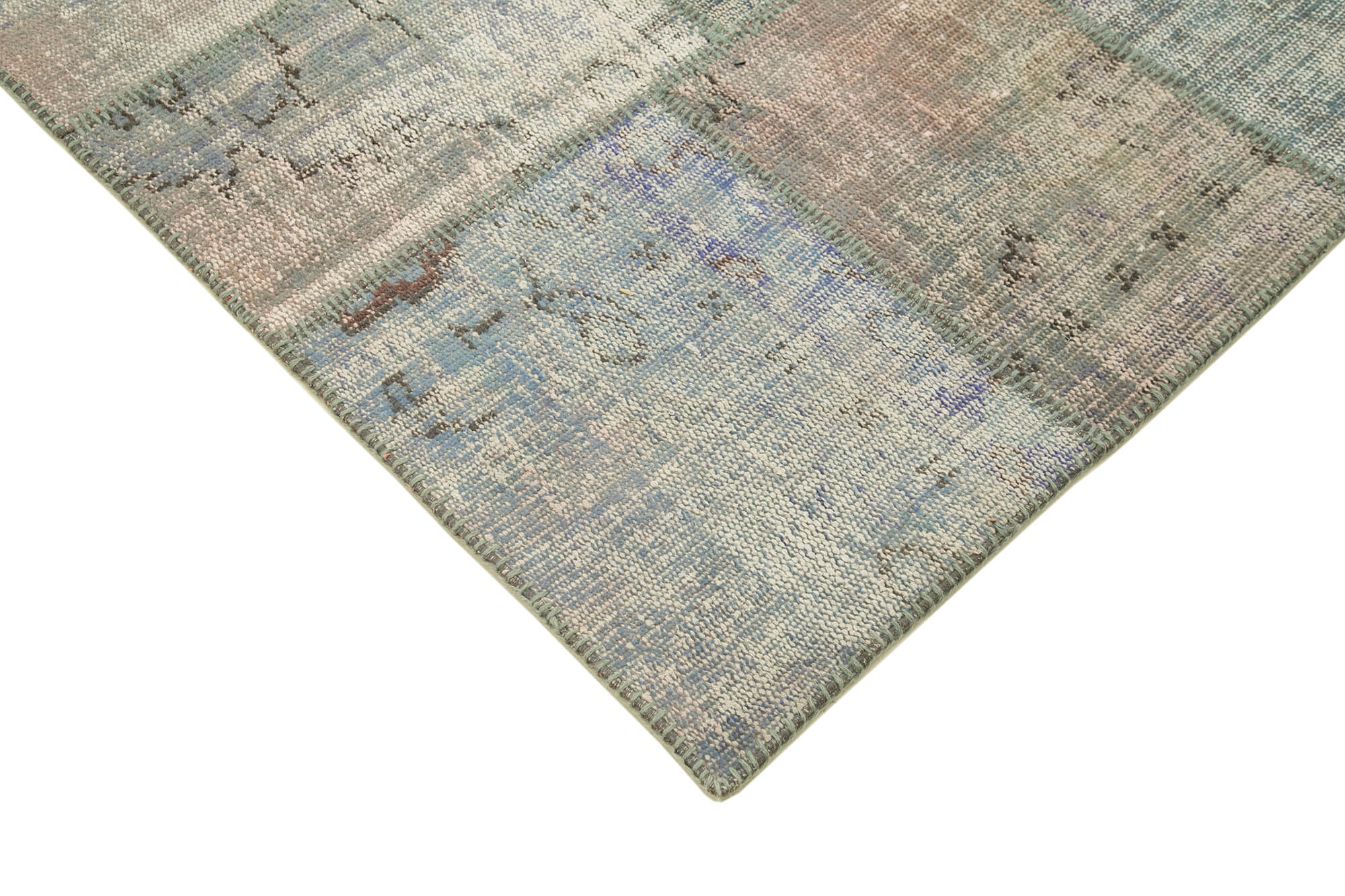 Handwoven Turkish Contemporary 176 cm x 243 cm Grey Patchwork Carpet
