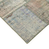 Handwoven Turkish Contemporary 176 cm x 243 cm Grey Patchwork Carpet