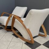 Pair of large rocking chairs reupholstered in White Boucle