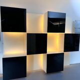 Mid-Century Modern backlight wall modular system by Acerbis. Italy 1970s