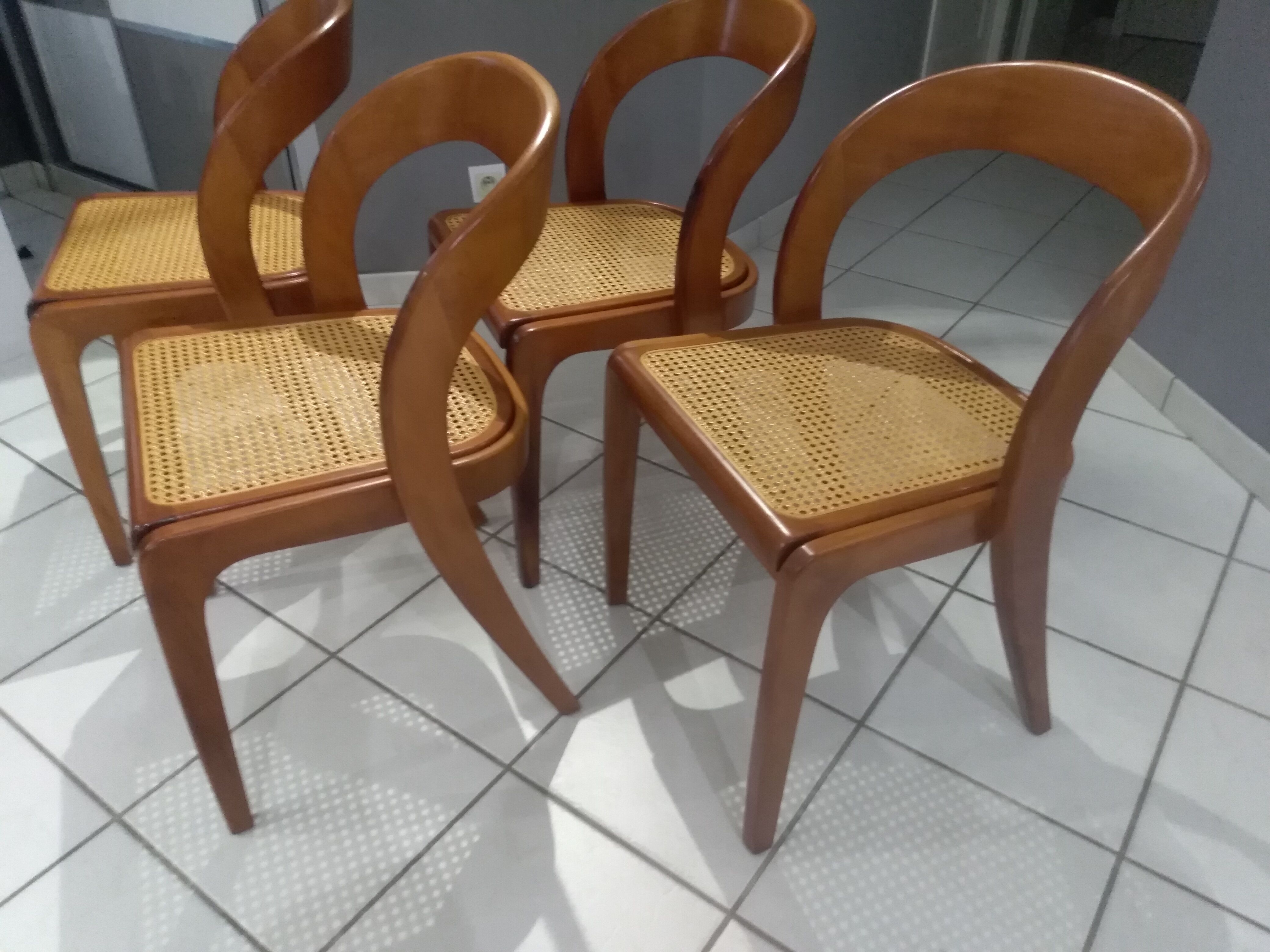 Suite of 4 chairs Baumann model Vintage Gondola 1970s
