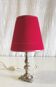 Lampe à poser en laiton doré et velour rouge - mid. XXeme