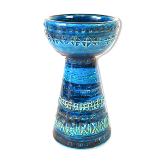 Vase bleu Bitossi, dessin d'aldo Londi