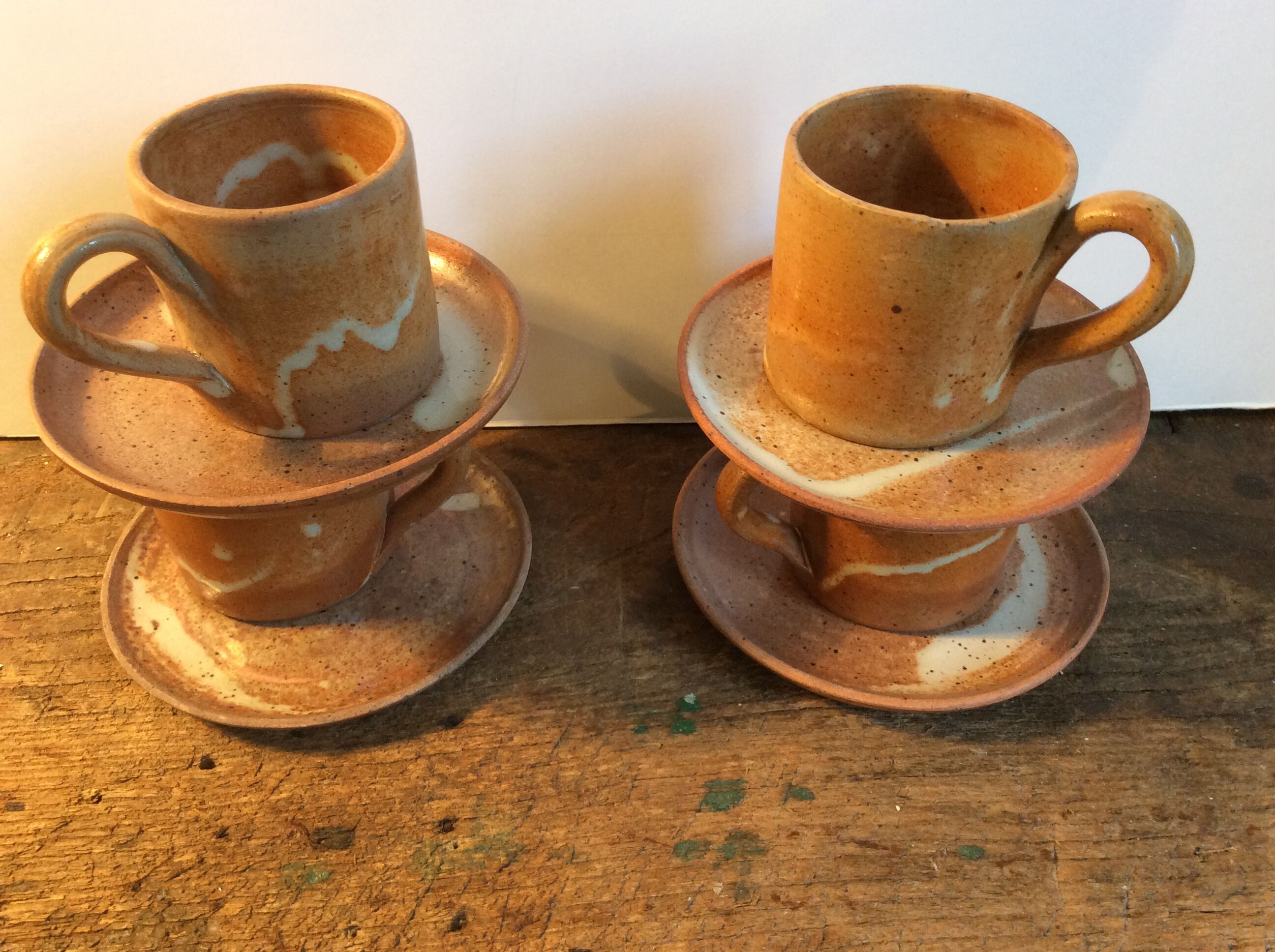 Set of 4 vintage stoneware coffee cups