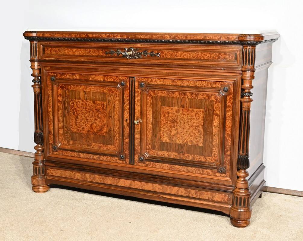 Commode Buffet in Amboyna Burl and Rosewood, Louis XVI style – 2nd Part 19th