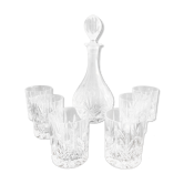 Crystal decanter and its six glasses
