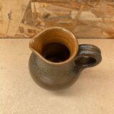 Old fontgombault pitcher vintage brown stoneware