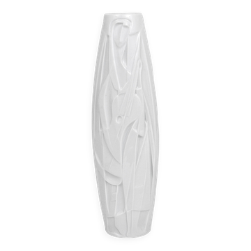 Cuno Fischer Rosenthal Studio-Line White Porcelain Vase with Op Art Relief, 1960s