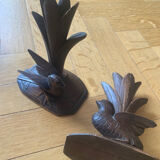Carved wooden bird candlesticks - Black Forest
