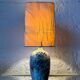 Handmade majolica lamp with fruit design, 1970s