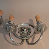 Pair of two-armed silver-plated bronze wall lights from Maison Charles, 1960.