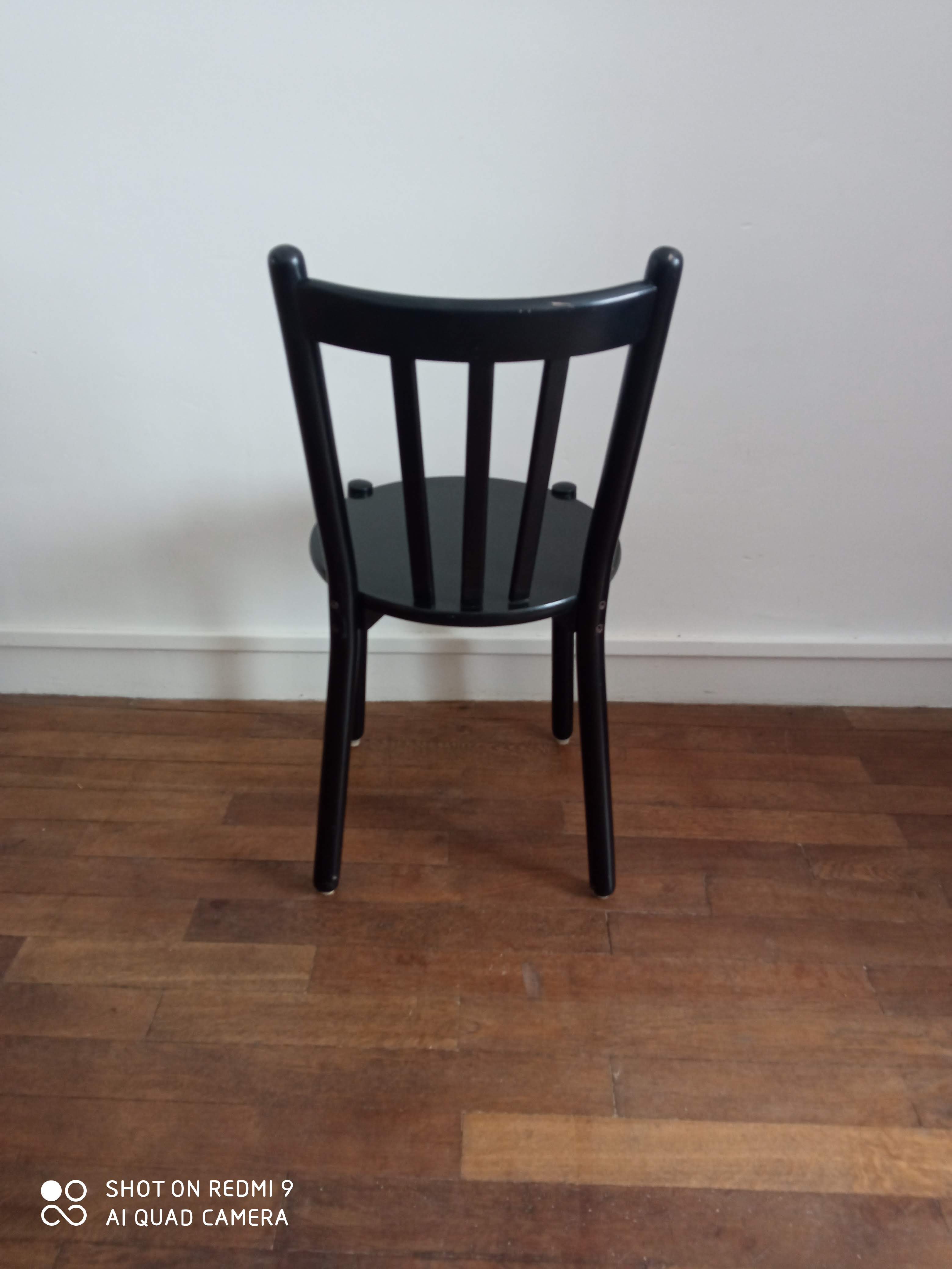 Vintage black lacquered wooden chairs 1980