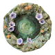 Old Hollow Round Plate in Majolica Barbotine Decorated with Bindweed and Nuts