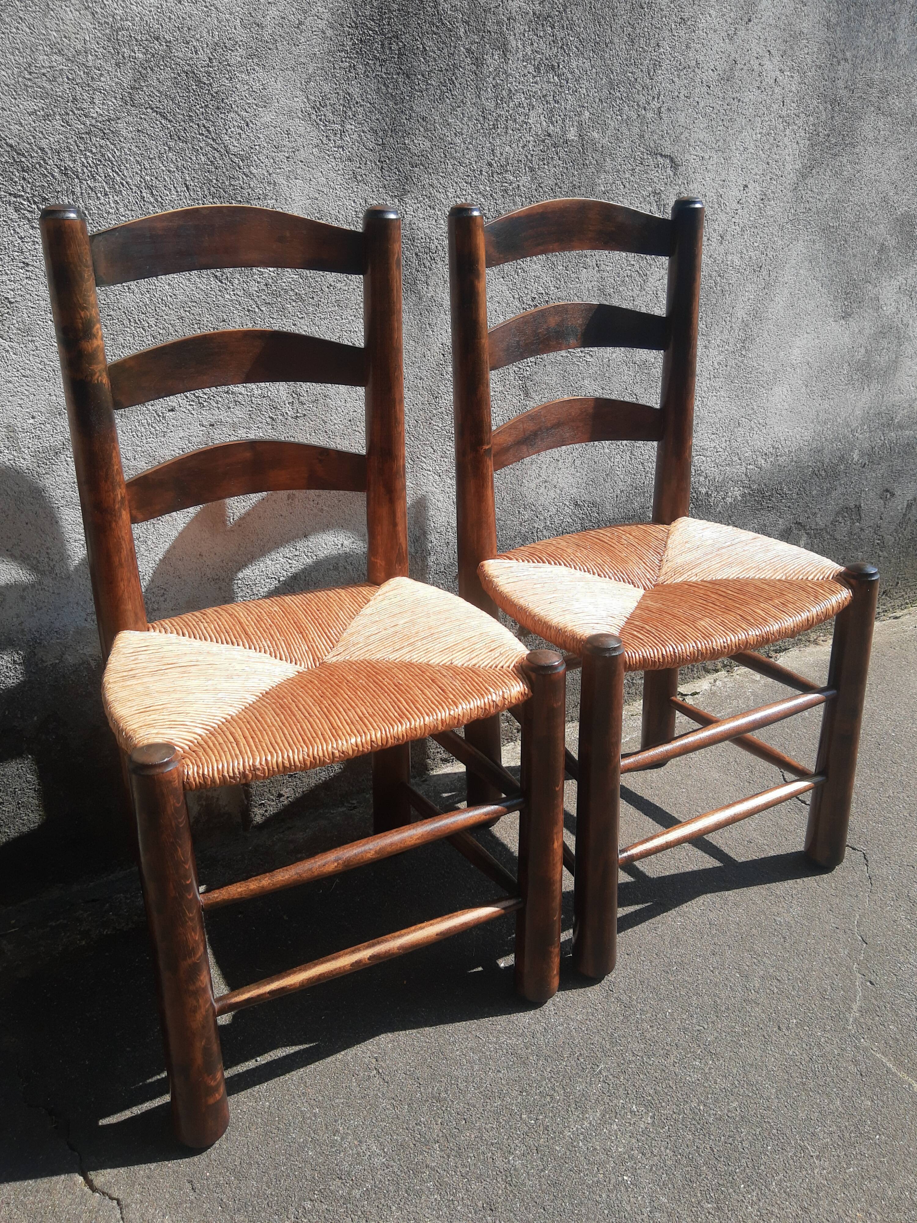 Pair of mulched brutalist chairs and wood