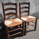 Pair of mulched brutalist chairs and wood
