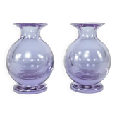 Pair Of Vintage 1970s Seguso Vetri d’Arte Neodymium Murano Glass Vases