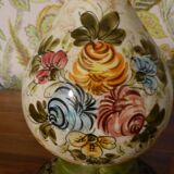 Painted ceramic lamp & lampshade glass lace