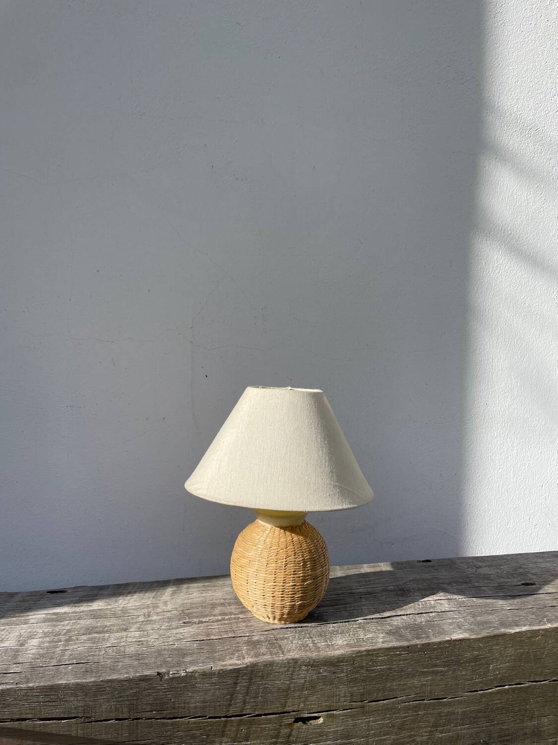 Rattan bedside lamp