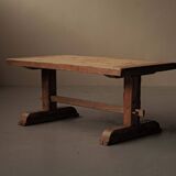 Solid pine dining table – Handcrafted, around 1970