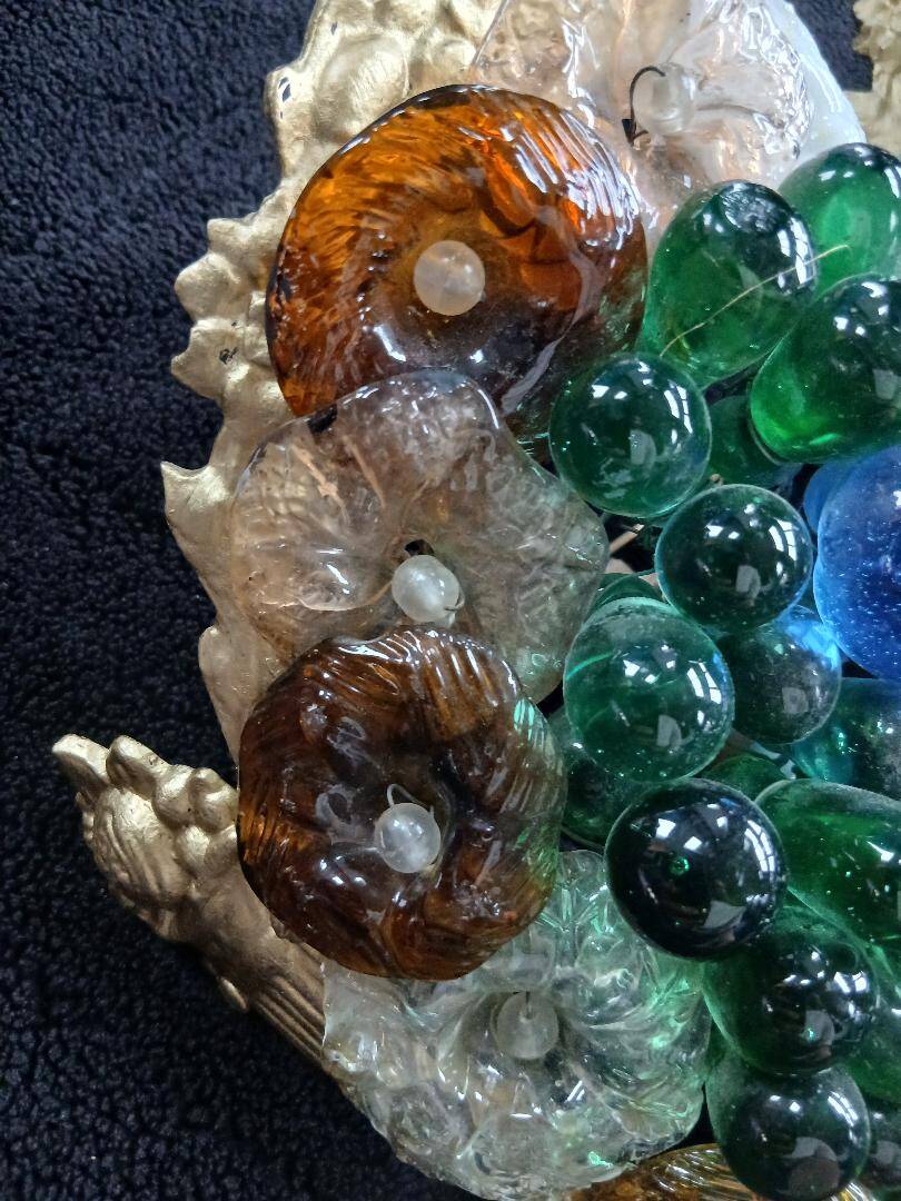 Murano wall sconces – coloured grape glass, bronze anemone